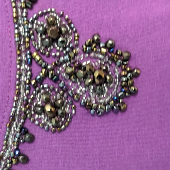 Style and Co Dark Lavender Size L Woman's Top with Beading - Picture 3 of 6